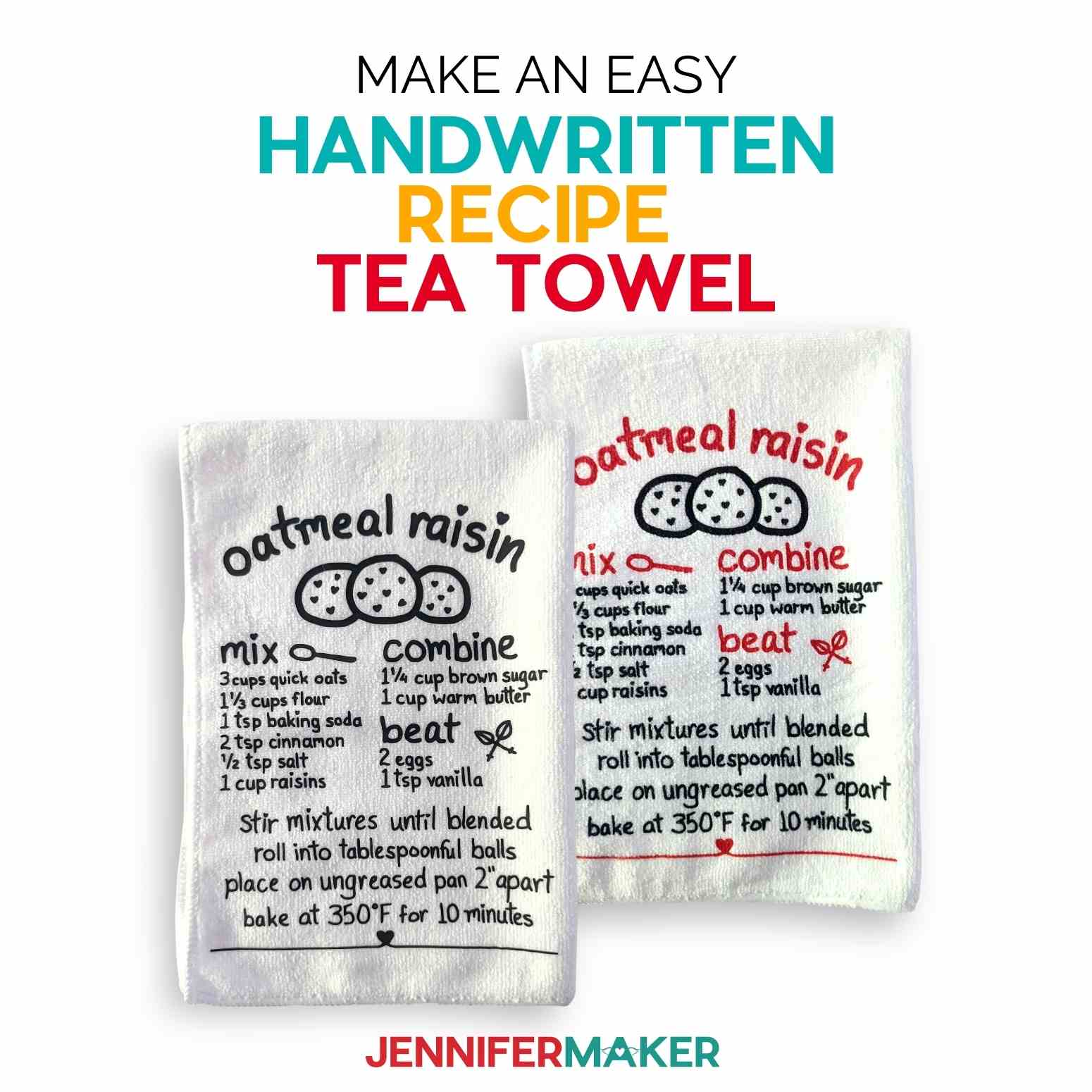 Handwritten Recipe on Tea Towel