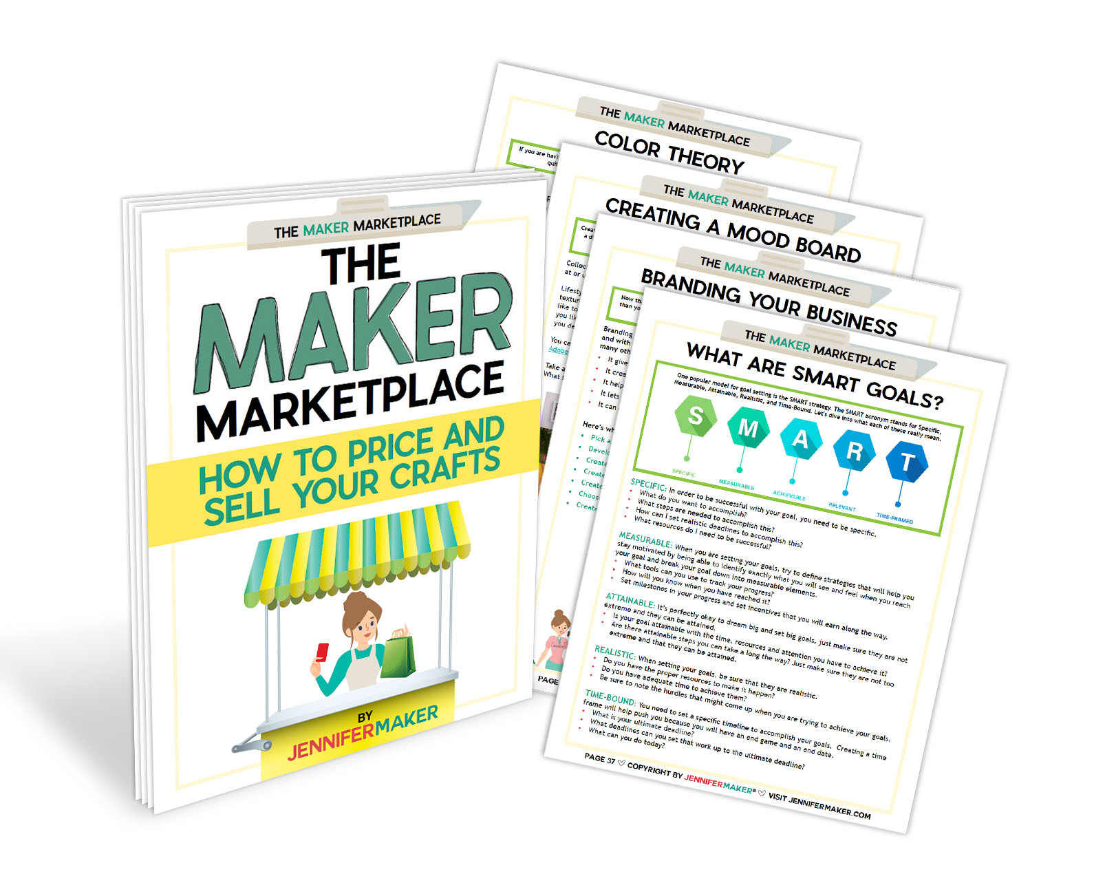 Inside pages on display for The Maker Marketplace Handbook