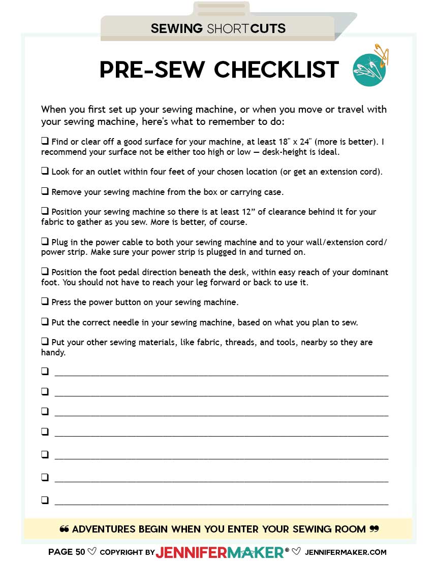 Pre-Sew Checklist